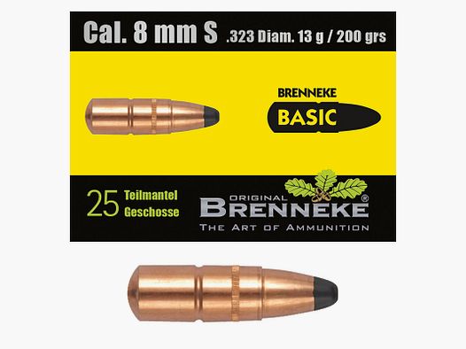 Proiettile Brenneke 8mm S (.323) BASIC 13g / 200grs 25 pezzi