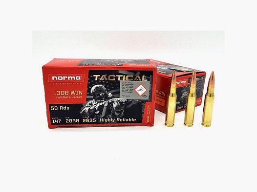 MUNITION NORMA TACTICAL .308 Win FMJ 147 gr X50