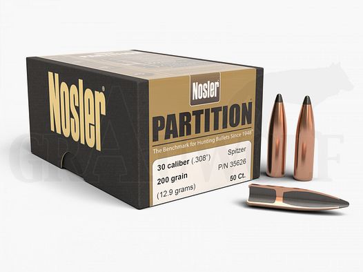.308 / 7,62 mm 200 gr / 13,0 g Nosler Partition Balas 50 piezas