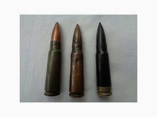 Set 3x verschiedene AK47 Exerzierpatronen 7,62x39mm aus NVA Bestand, sehr gut