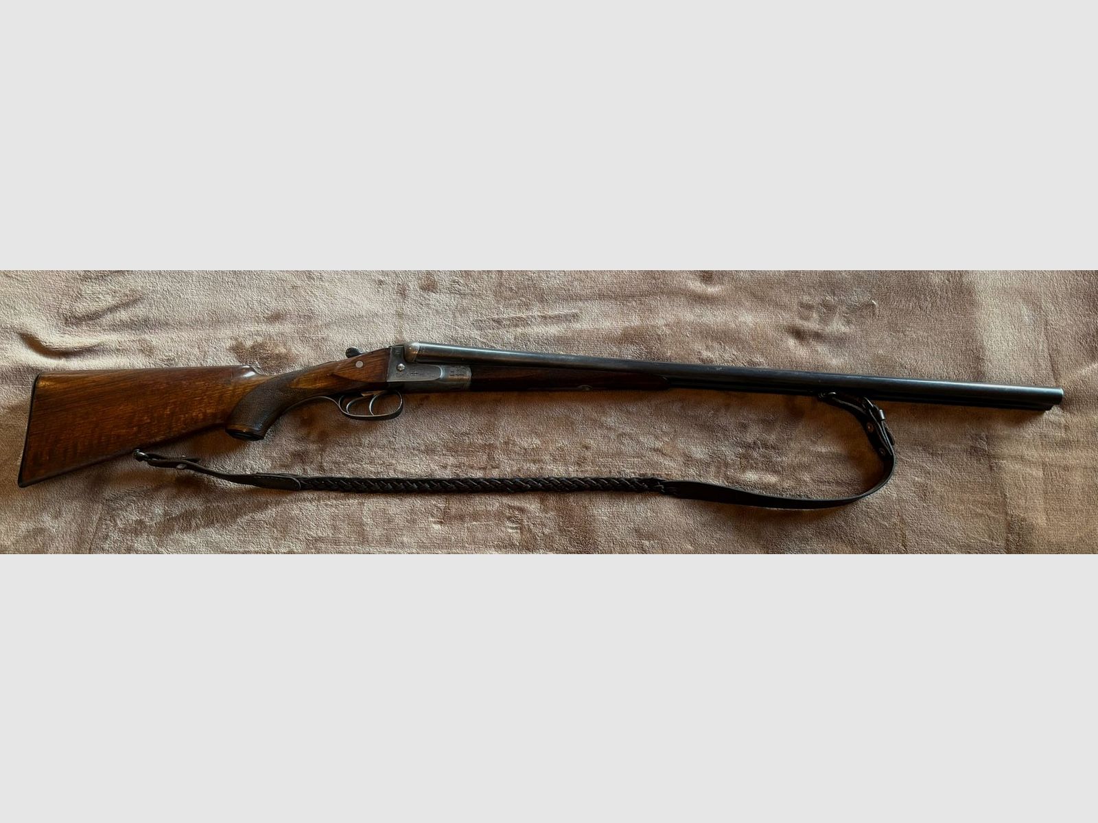Doppelflinte Sauer&Sohn Suhl Kal. 16/70 mit schönen Ledergewehrriemen 