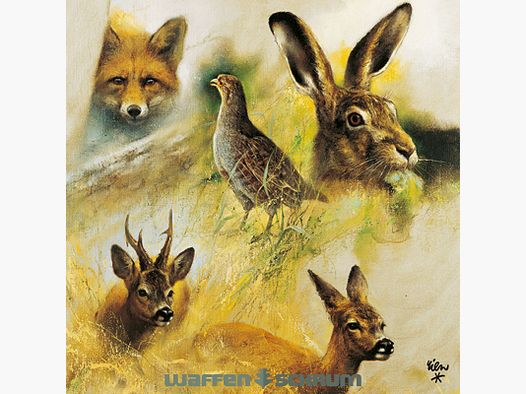 AKAH Serviette Tierskizzen   Niederwild