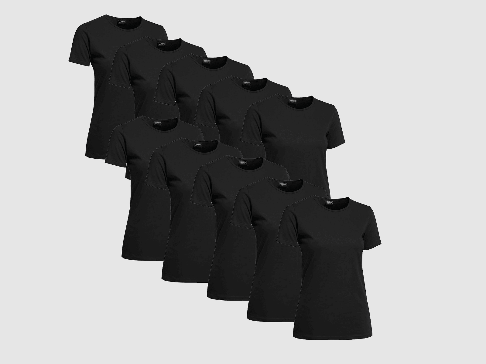 Clique T-Shirt Damen 10er-Pack Schwarz