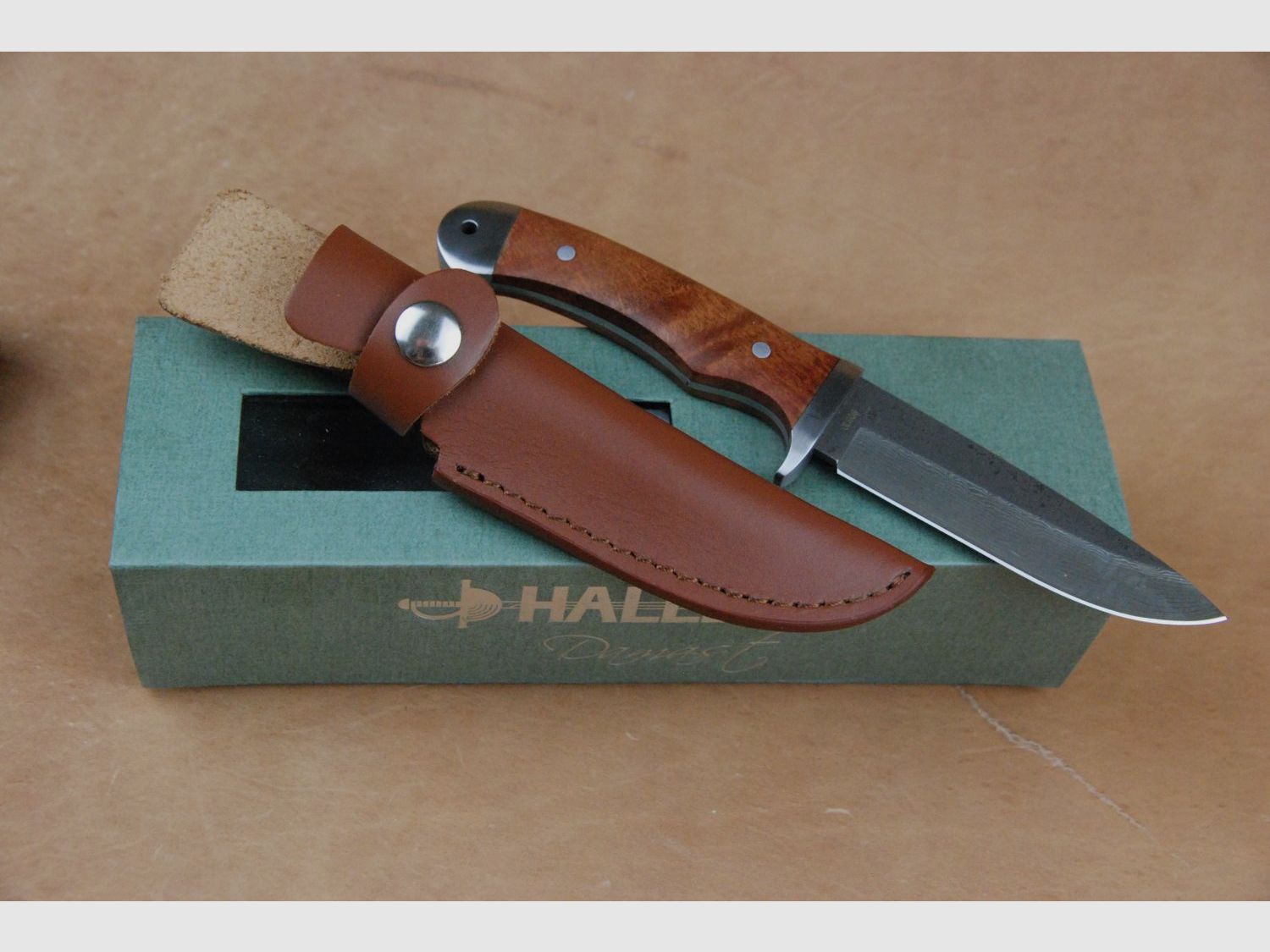 Damast Messer 39 Lagen mit Lederscheide