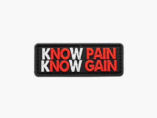 Know Pain Know Gain PVC Patch Schwarz-Rot
