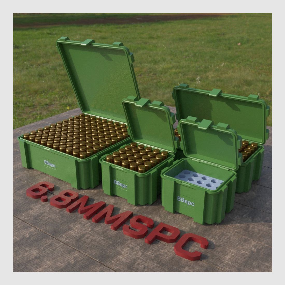 Filamelt ammunition box / 6.8 mm Remington SPC / 'flip lid' / cartridge box, ammo box