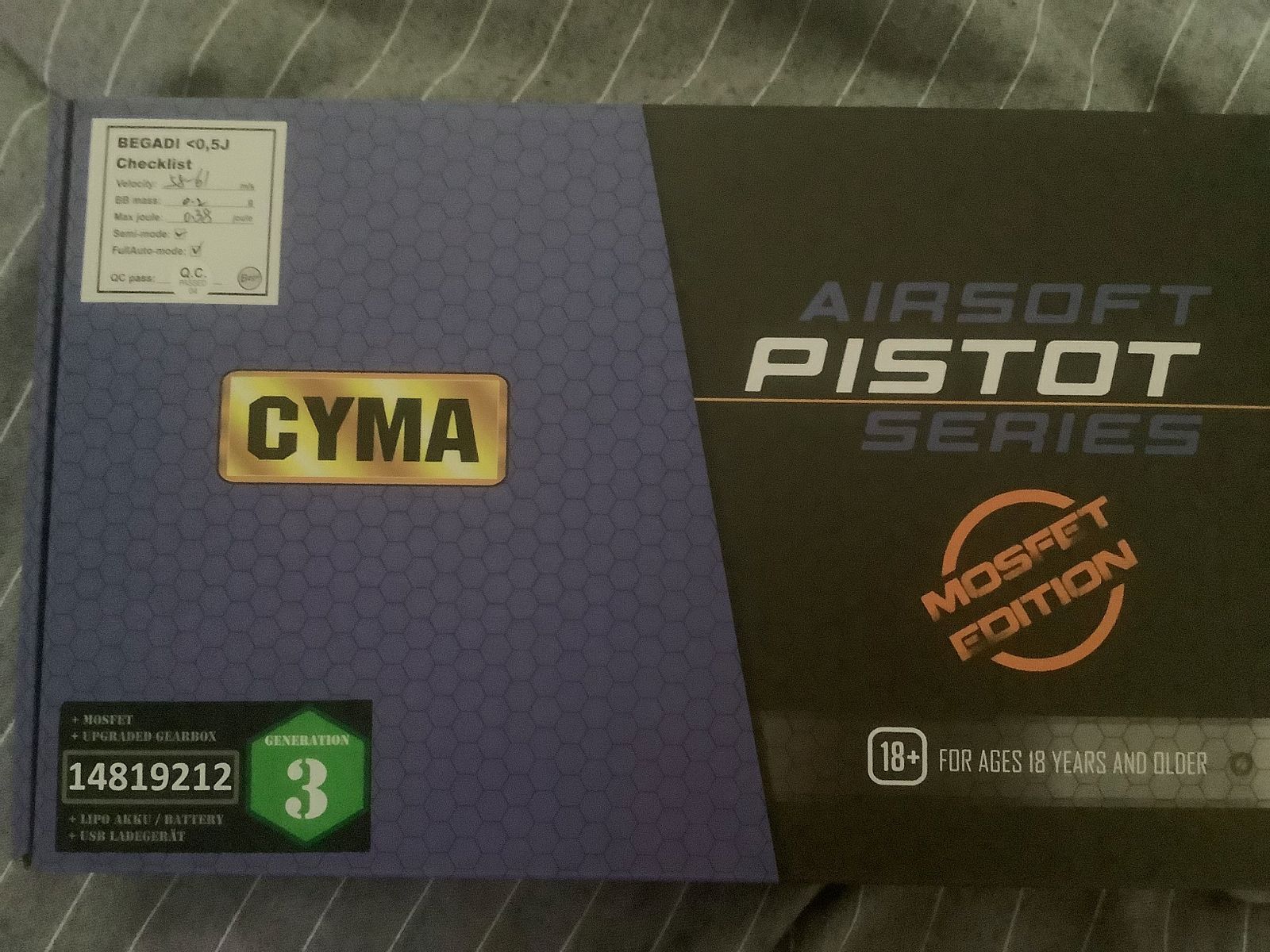 Cyma 127 Mosfed Edition 3 AEP pistol 0,5 joule in grijs