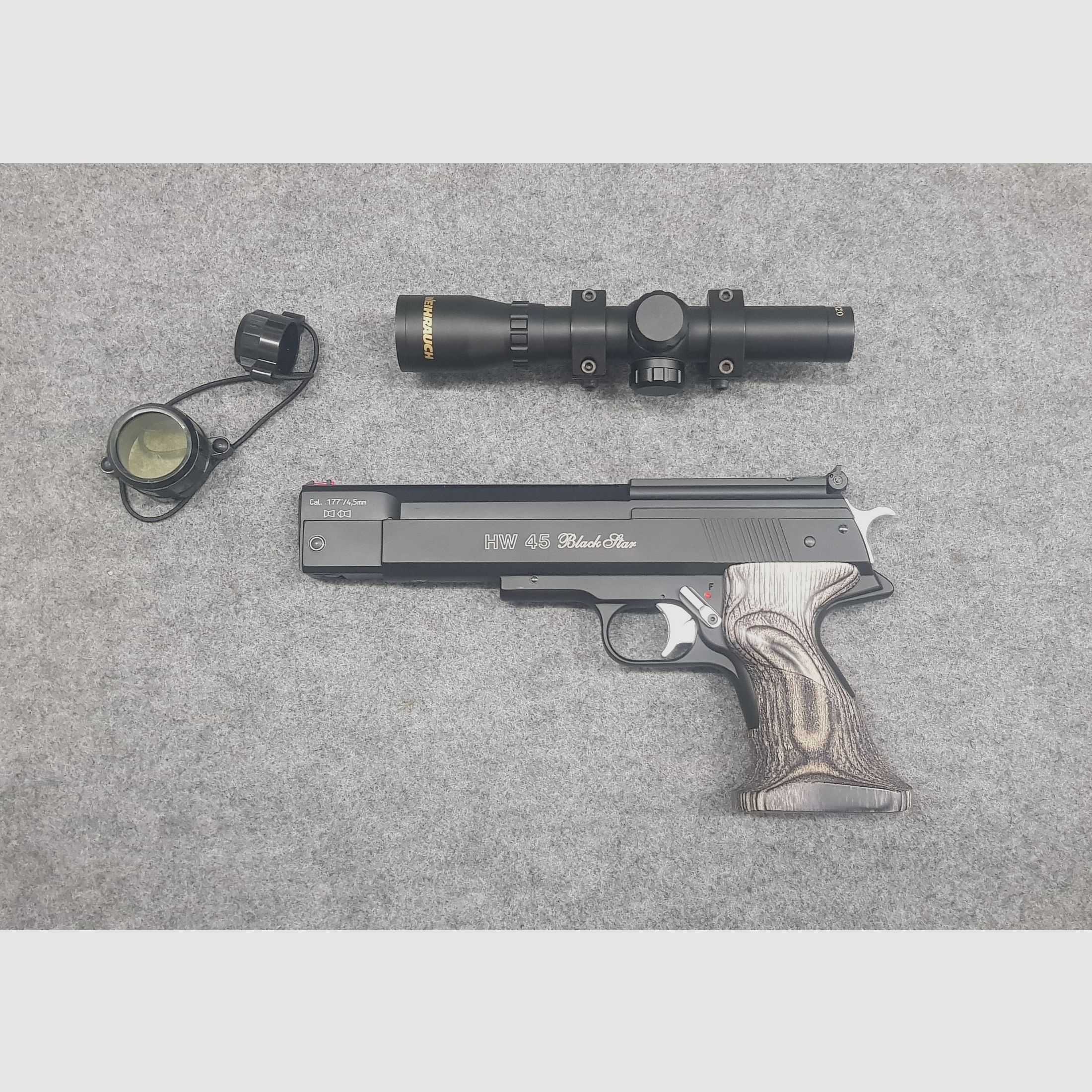 Weihrauch HW 45 Black Star mit Zielfernrohr für Pistolen Cal. 4,5mm Luftpistole Match