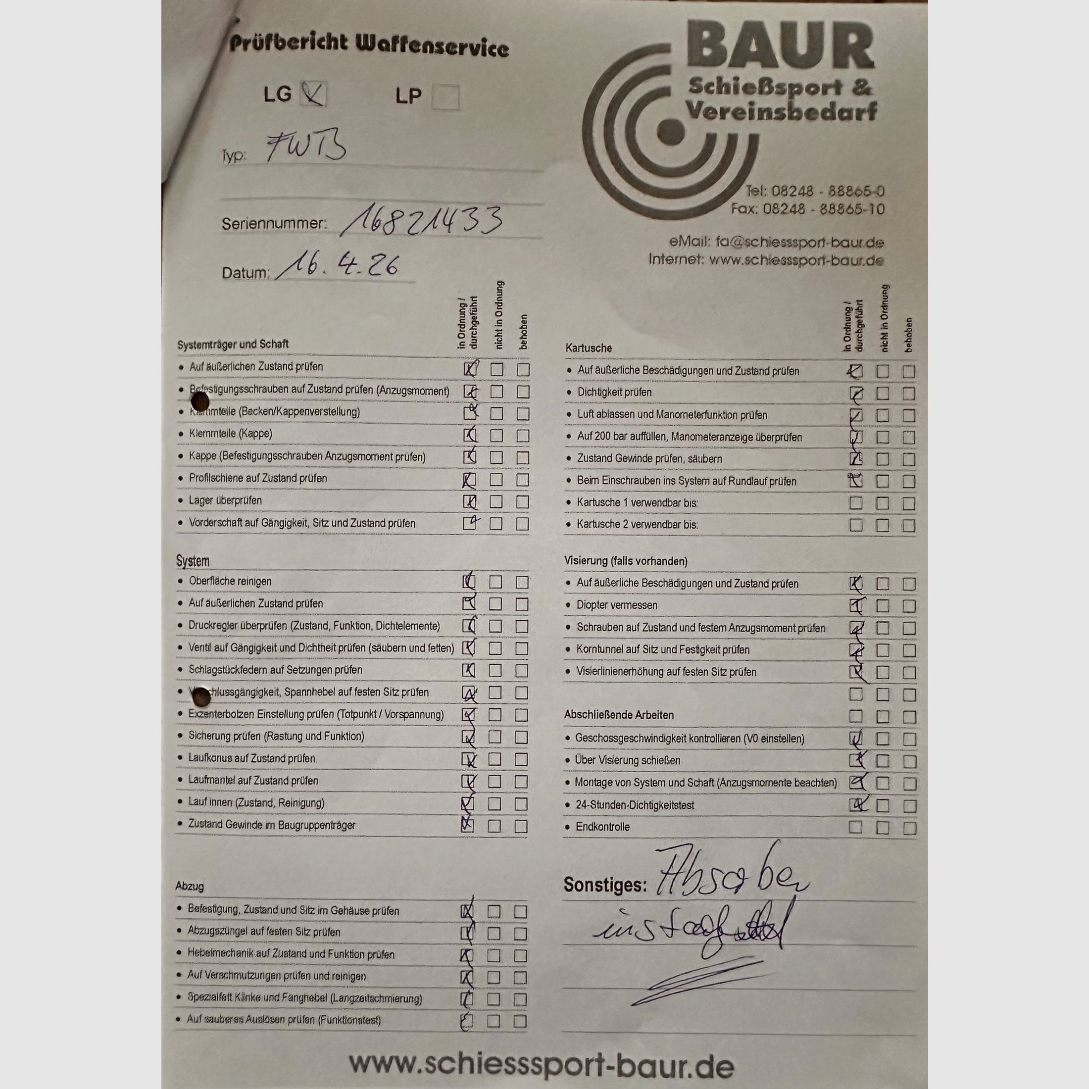 Feinwerkbau LG 800 Alu Victory 1.2 rechts, TOP-Zustand - komplett überholt, Bild 8 von 14