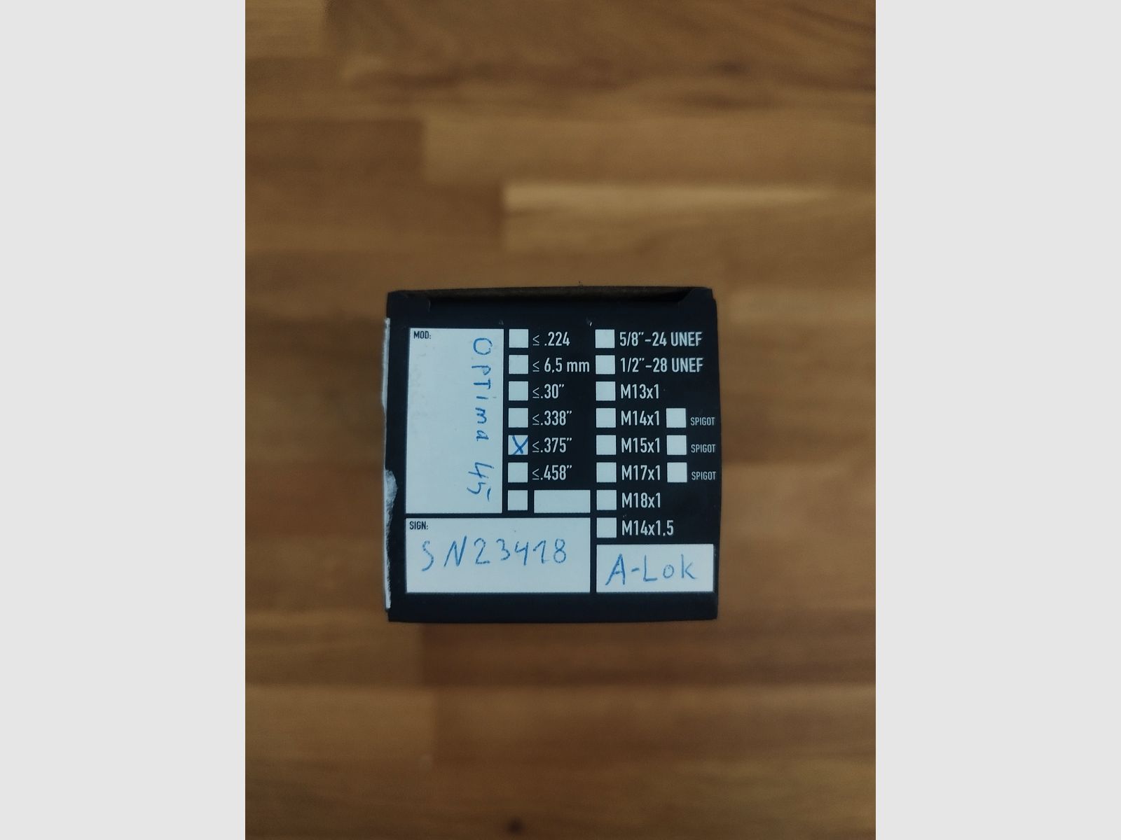 Silenciador A-Tec Optima 45 OB .375 cal. con A-lock Set freno de boca y 2 adaptadores!