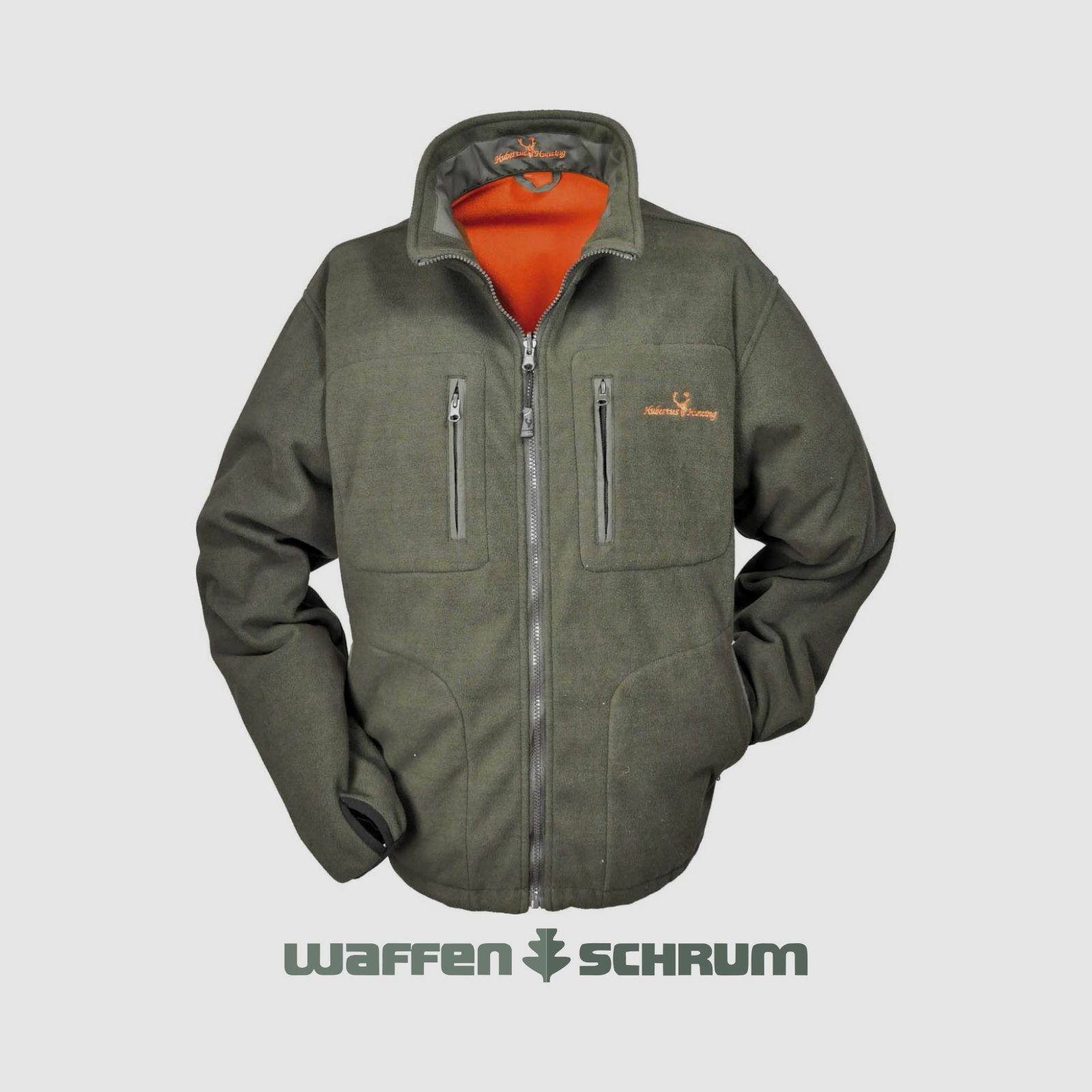 Hubertus Warn Wende Fleecejacke Olive-Orange