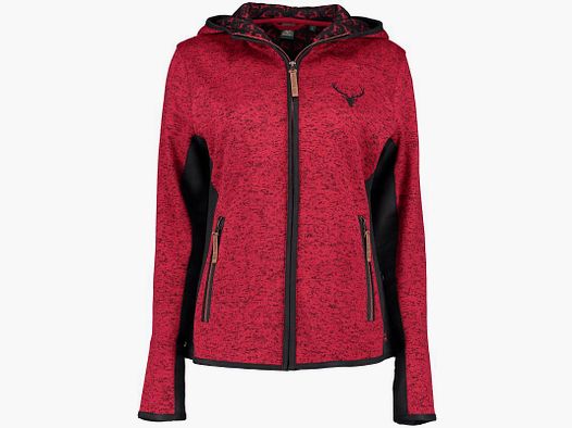 OS-Trachten Dames gebreid fleece jas met capuchon rood