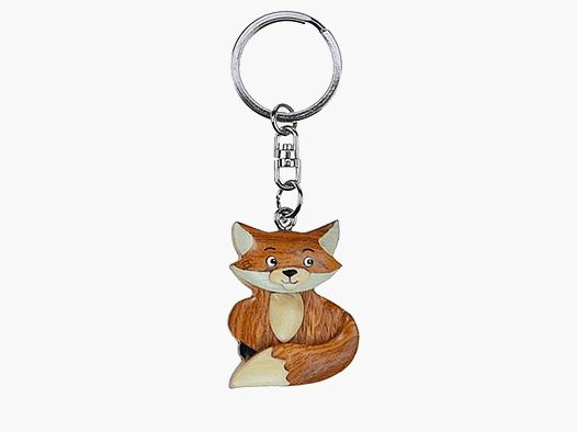 Porte-clés en bois renard