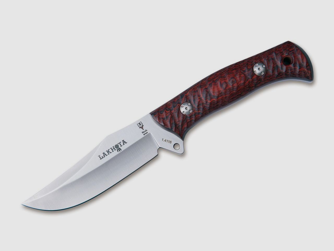 Lakhota Coral Wood Bowie Messer mit sch?ner K?cher-Lederscheide