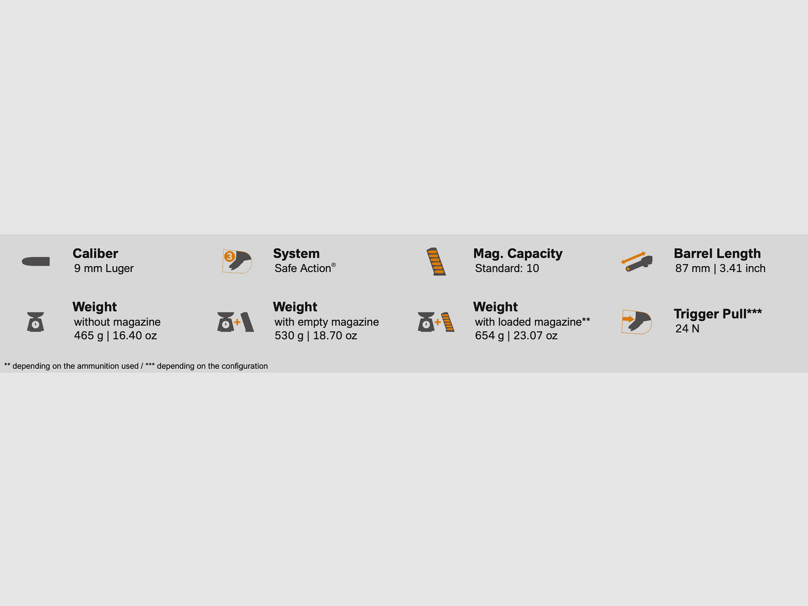 Pistola Glock 2412706 43X 9mm Luger R/FS Negra