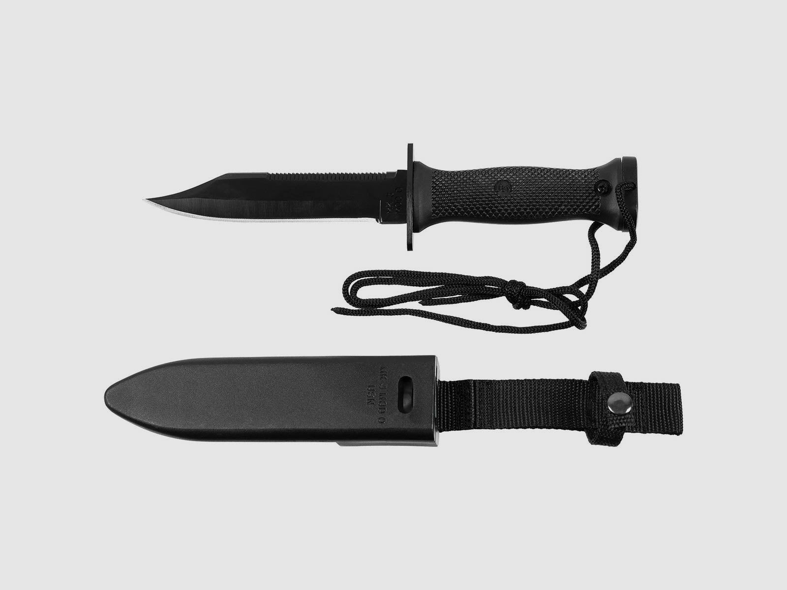 Combat Knife MK3, black, plastic handle, sheath