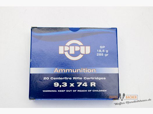 PPU Privi Partizan 9,3x74R 18,5g/285gr SP Teilmantel 20 Schuß
