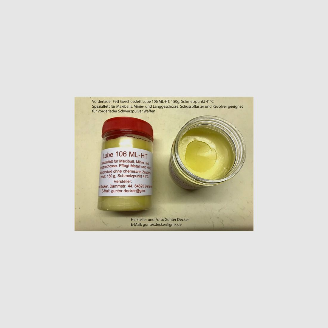 Geschossfett Vorderlader Fett Lube 106 ML-HT 150g für Maxiball Minie Langgeschosse