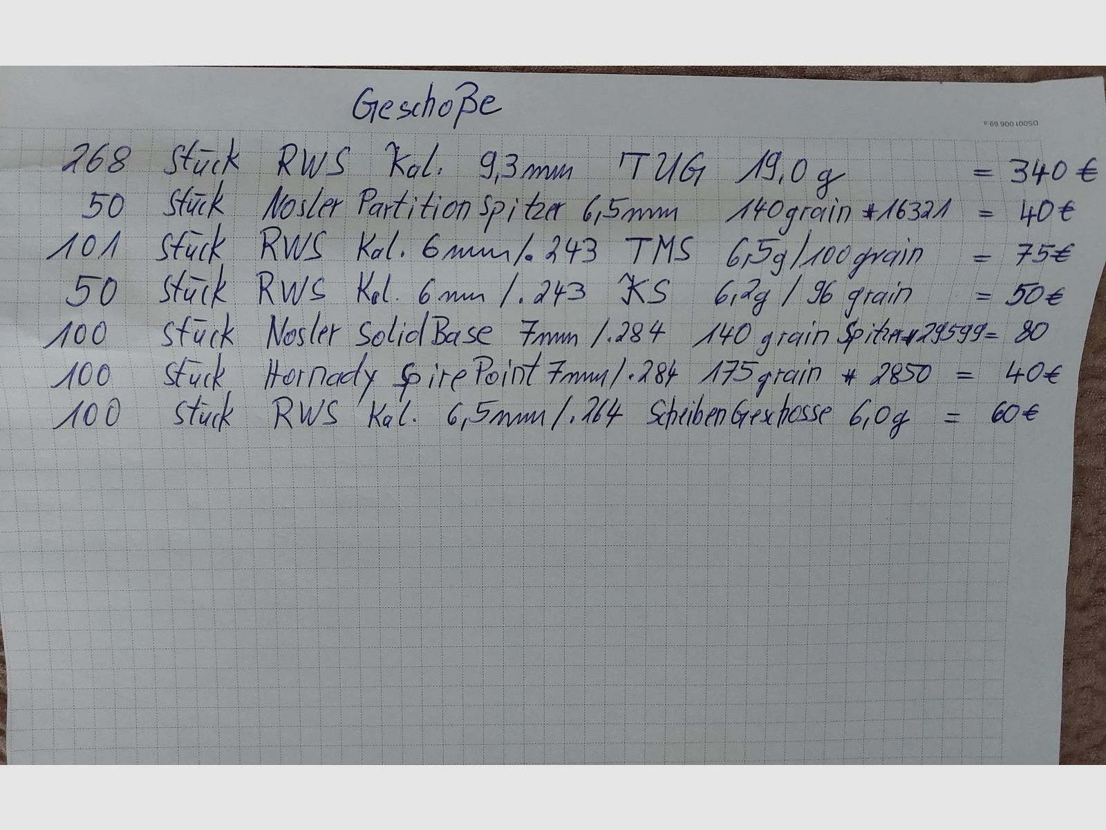 Diverse Geschosse verschiedener Hersteller.