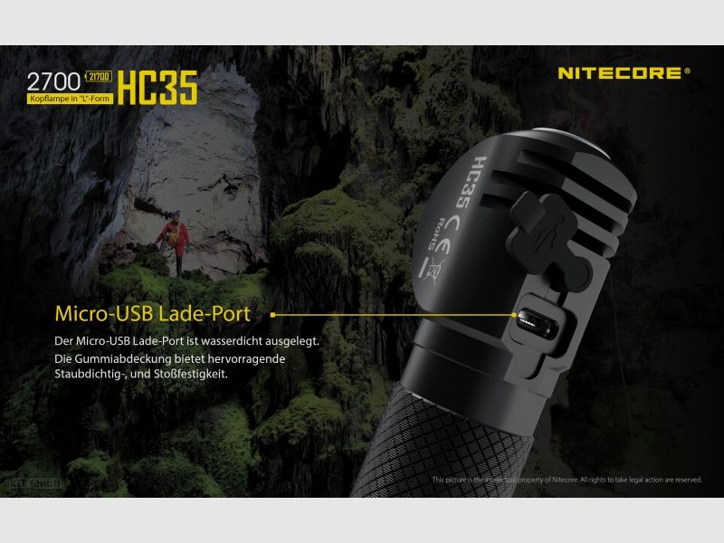 Nitecore HC35 Stirnlampe inklusive NL2140HP