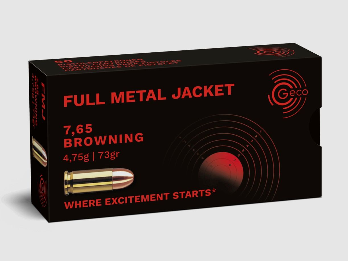 Geco Pistol Cartridges FMJ 7.65 Browning 4.7 g