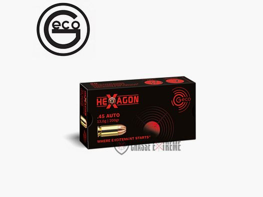 50 Munitions GECO cal 45 Auto 200gr Hexagon