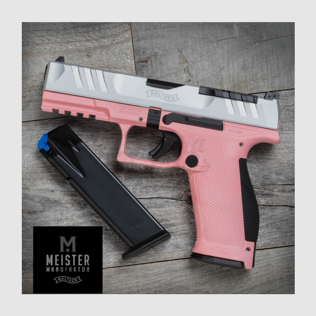 Walther – Pistole / PDP F-Series / 3.5 / Schlitten in Stainless / Griffstück Bright Pink / 9mm / Optic Ready