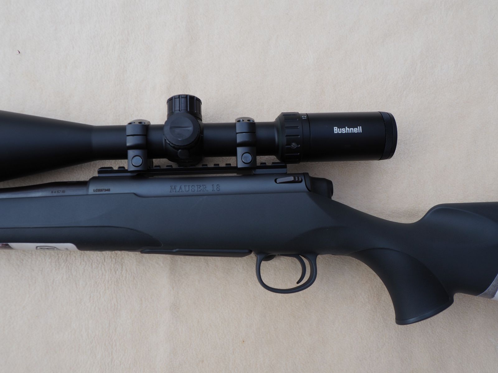 Sehr schöne Mauser, Modell 18, Kaliber 8x 57 IS mit Zielfernrohr Bushnell Prime 3-12x56, Neu 2022 gekauft, ungebraucht!