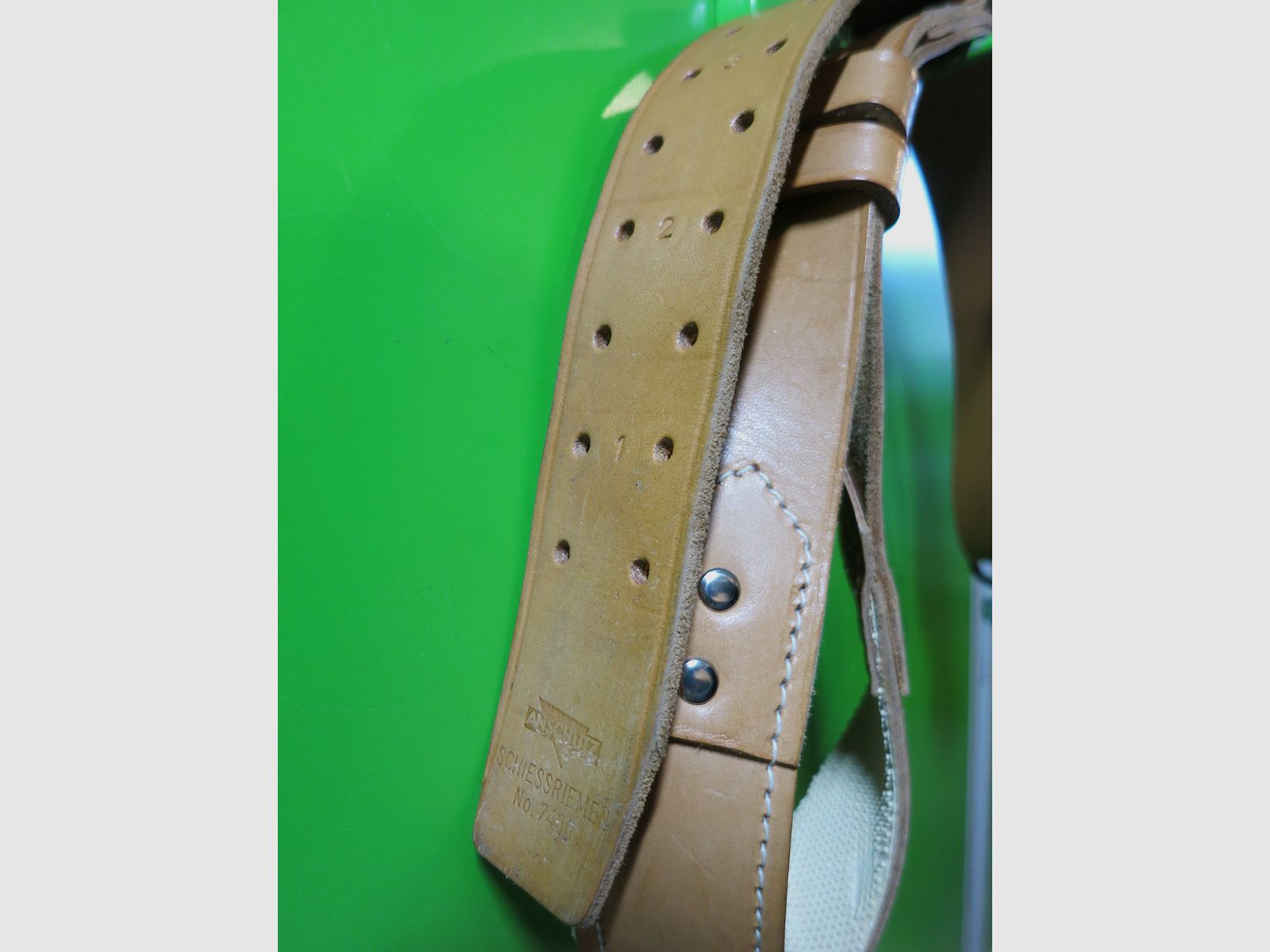 Anschütz shooting strap No. 7400 leather + hand stop with strap buckle