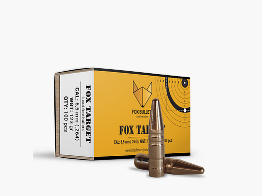 Fox Bullets Target .264 8,0 g / 123 gr bleifreie Geschosse – 100 Stück