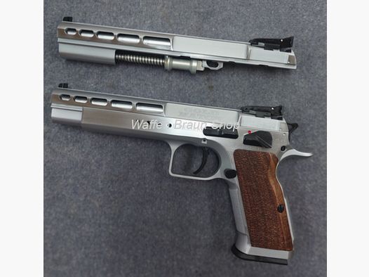Tanfoglio Pistole T97L Gold Match Bullseye Combo, 6", Kal. .45 Auto, hartverchromt, +WS 9mm Luger