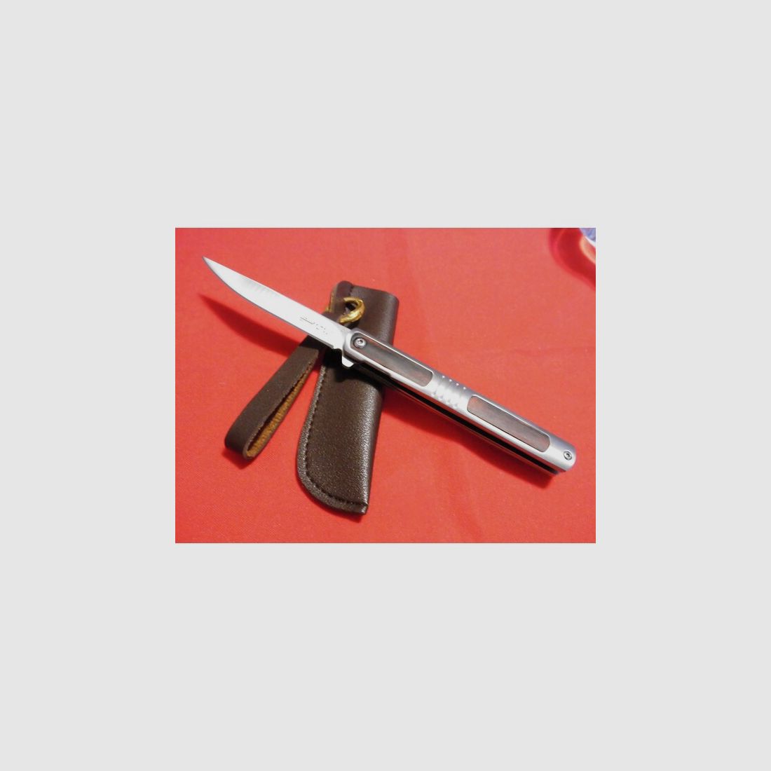 Exklusives AURIVER-Klapp-Taschenmesser Heft:Edelstahl BUBINGA-Echtholz-elegant,zweckmässig Neu