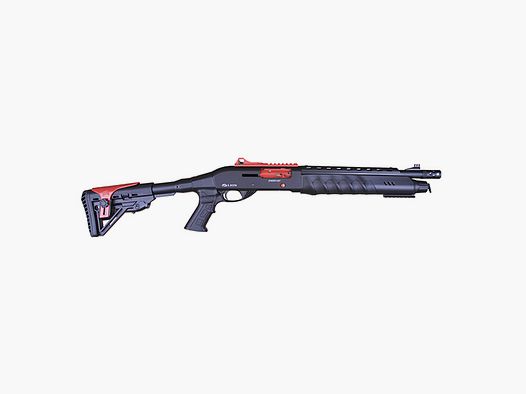 DERYA X100 COLORED halbautomatisches Gewehr Kaliber 12/76 mit extrem kompakten Abmessungen. Aluminiumgehäuse mit Picatinny-Schiene