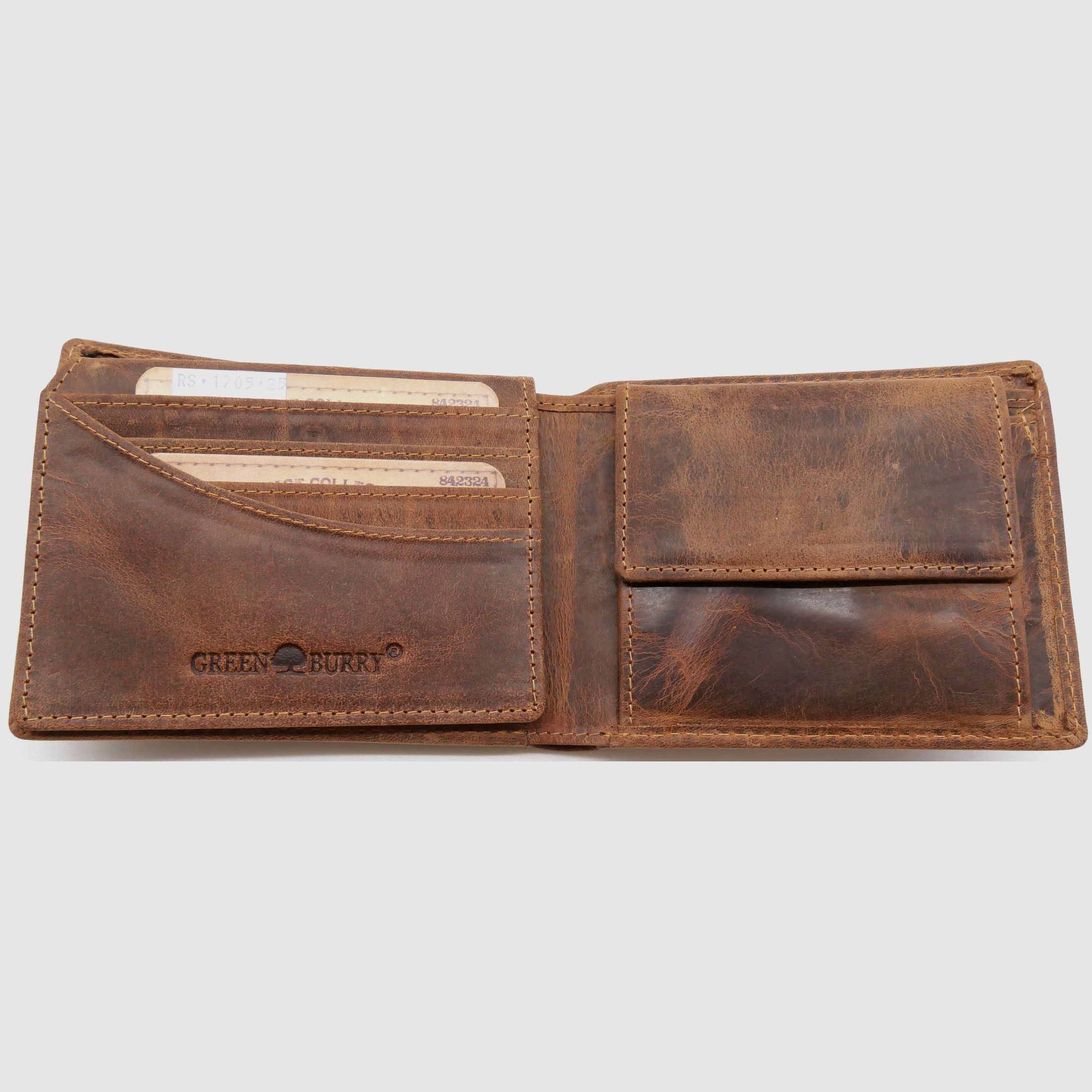 Portefeuille en cuir Greenburry marron Vintage Animal Collection Loup 1705-Wulf