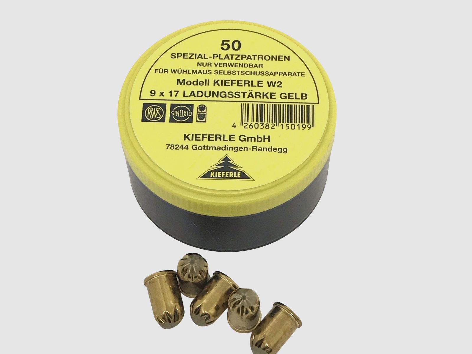 Cal. 9x17 cartouches spéciales jaunes pour pièges à taupes W2