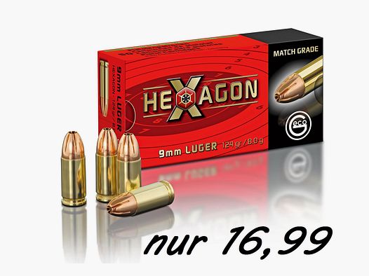 GECO HEXAGON 9mm Luger 9 mm 124grs  °°°°°°°°°°°°°°°°°°