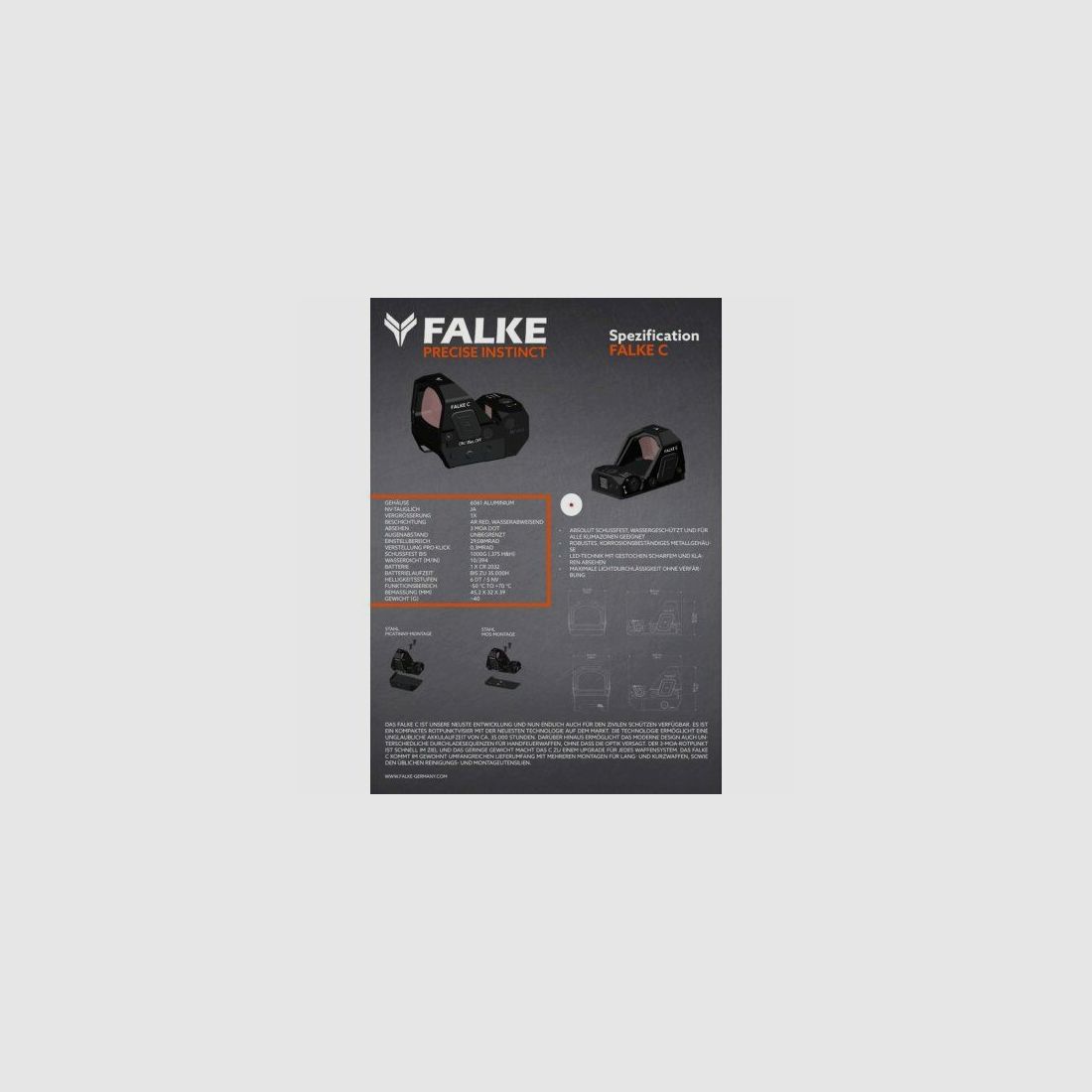 Falke C Reddot 3MOA inkl. Low Mount