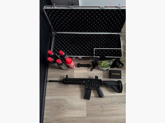 Heckler & Koch HK416 A5 czarny pełnometalowy karabin softair kaliber 6 mm BB gaz Blowback (P18)