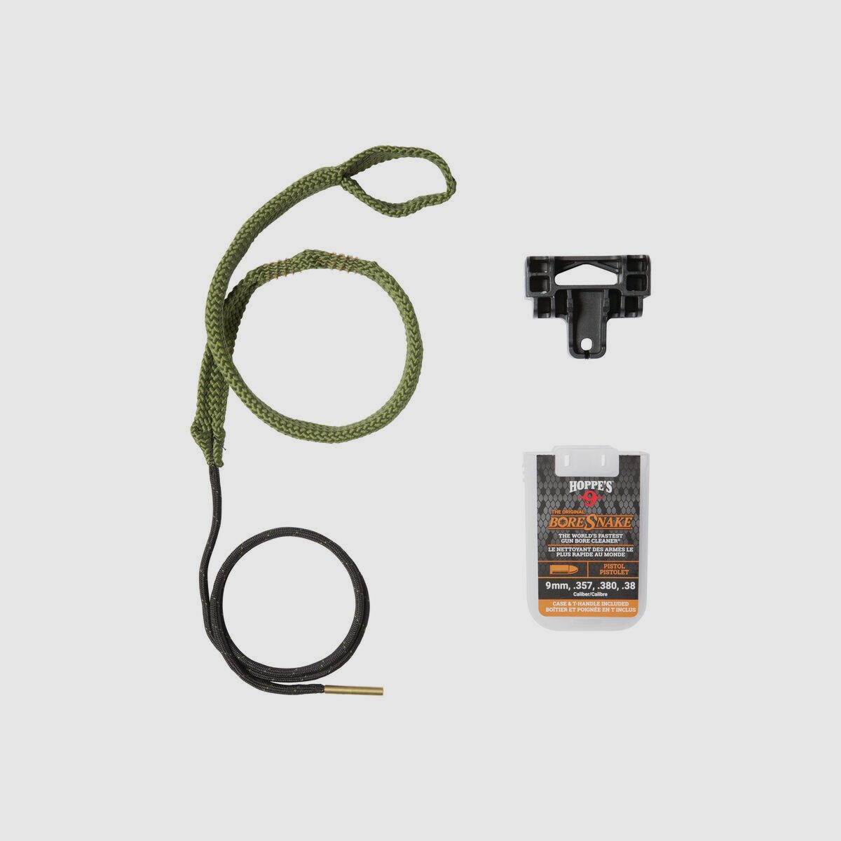 Hoppe´s BoreSnake Reinigungsschnur für 9 mm, .357, .380 und .38 Pistolen – mit Handgriff und Aufbewahrungsbox