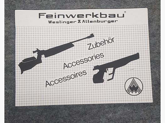 Feinwerkbau FWB Mod. 300 601 2600 100 102 C5 C20 65 C60 Zubehörliste  Beschreibung Bedienungsanleitung Luftpistole Luftgewehr KK Gewehr Co2 Pistole siehe Beschreibung. Preis ab