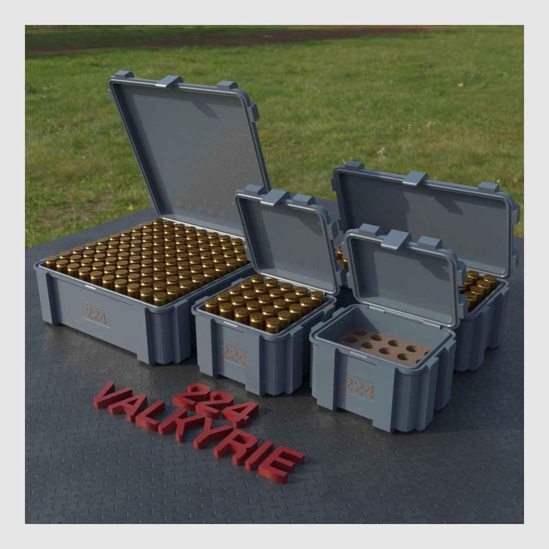 Filamelt ammunition box / .224 Valkyrie / 'flip lid' / cartridge box, ammo box