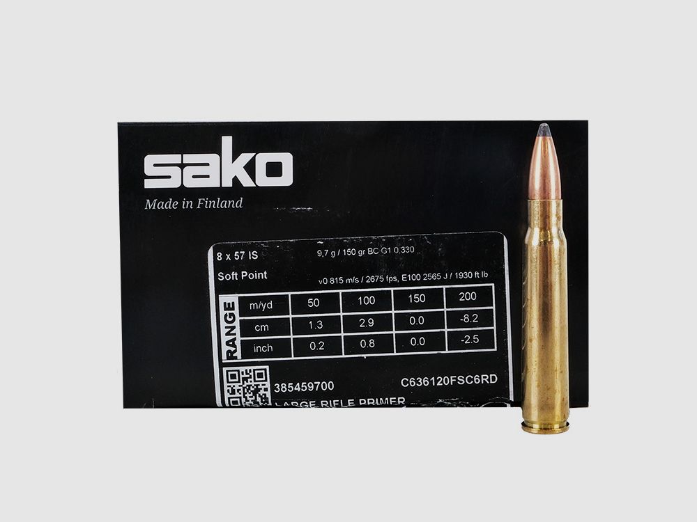 Sako 8x57IS Gamehead Range SP 50er 9,7g/150gr. Büchsenpatronen