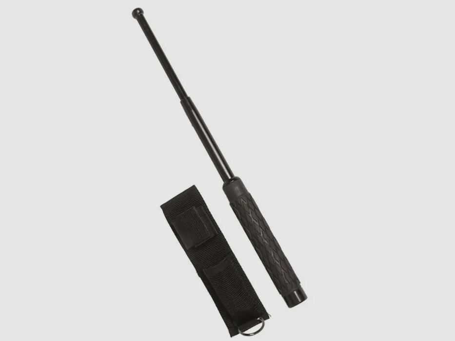 Teleskop Schlagstock, 25,5/66cm, Schwarz + Gürtelholster