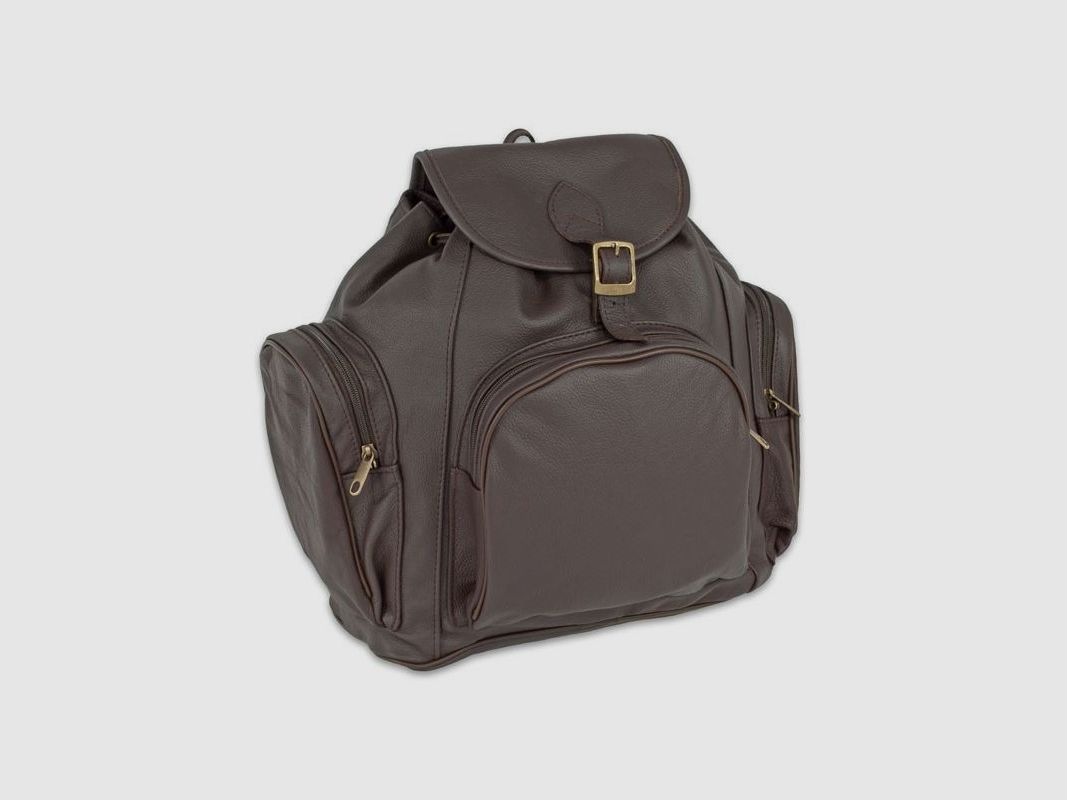 Leder-Rucksack 3 Fächer - dunkelbraun, Bild 1 von 10