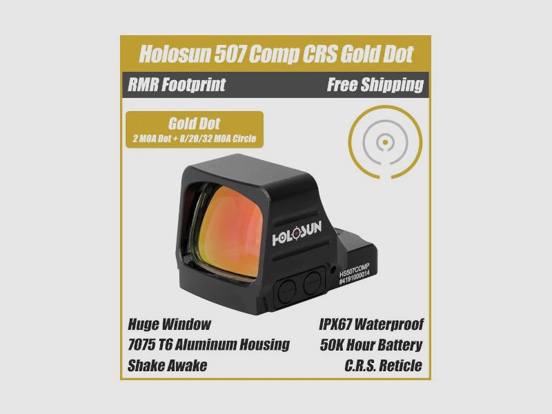 Holosun HS507COMP Gold mirino reflex aperto, immagine 1 di 4