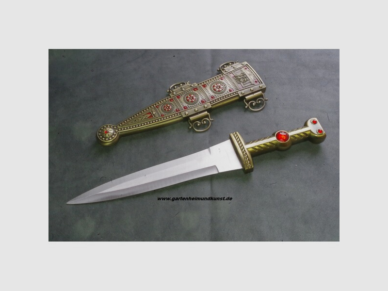 NEUHEIT Dolch Pugio Römer mit Scheide Goldbronze Vollmetall schwer