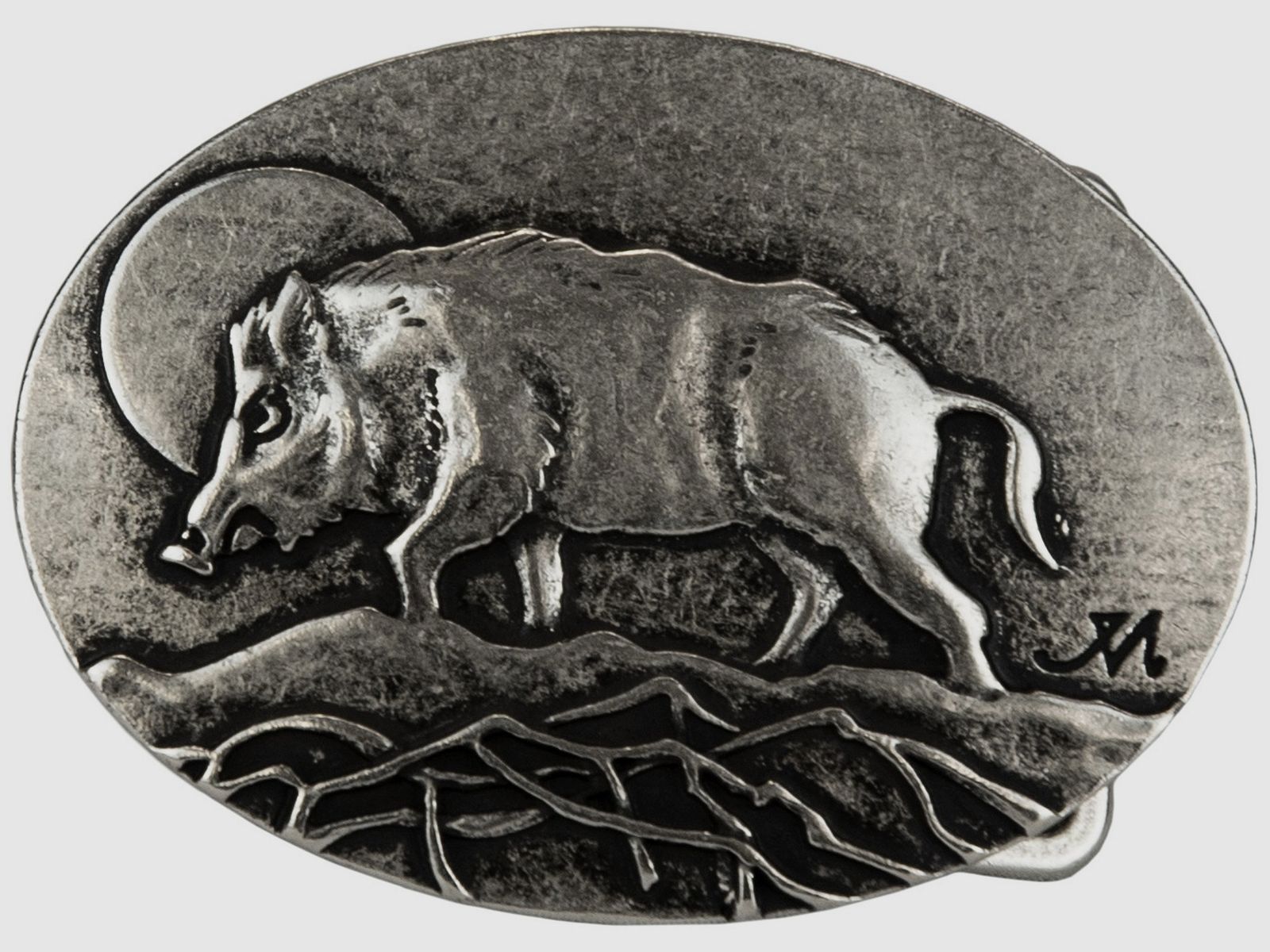 Boucle de ceinture sanglier avec lune