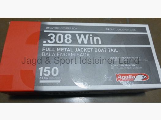 AGUILA 150grs, FMJ-BT, 20 cartouches par paquet