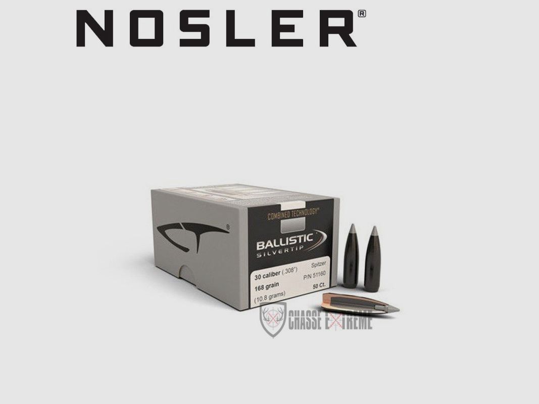 50 Geschosse NOSLER Kal 30 168gr Sp