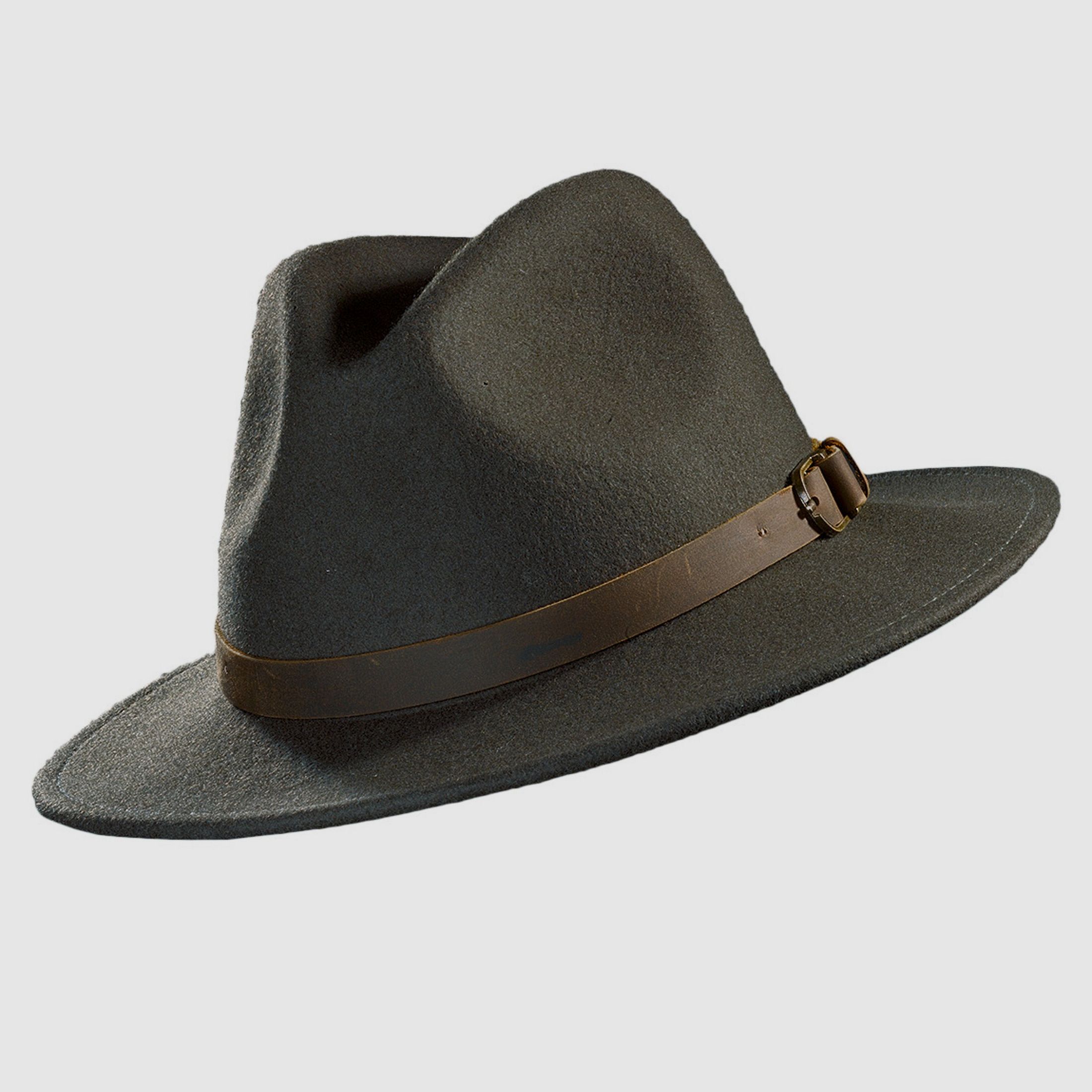 Cappello di lana Skogen con fascia in pelle